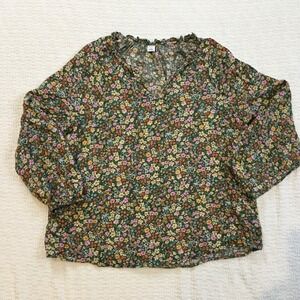 Old Navy Womens Floral Print V Neck Long Sleeve Cottagecore Feminine Size S